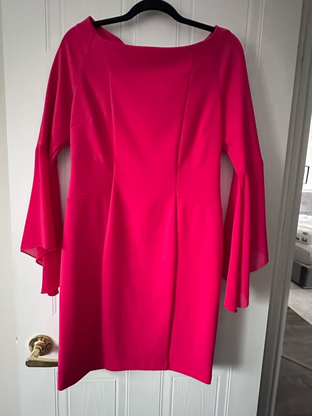 Rinascimento Vibrant Hot Pink Bell Sleeve Mini Dress